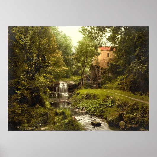 アンティークイングランドウォーターミルウィットバイヨークシャー ポスター (正面)