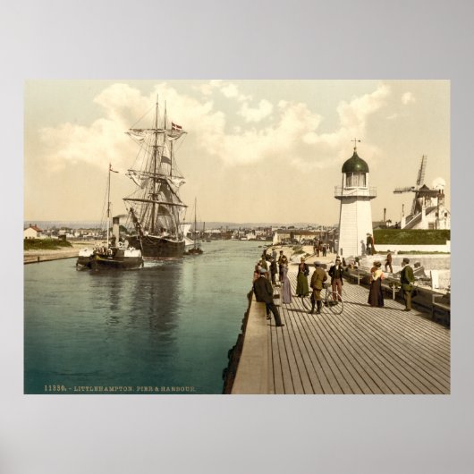 アンティークイングランド，リトルハンプトンピア， Sussex U.K. ポスター (正面)