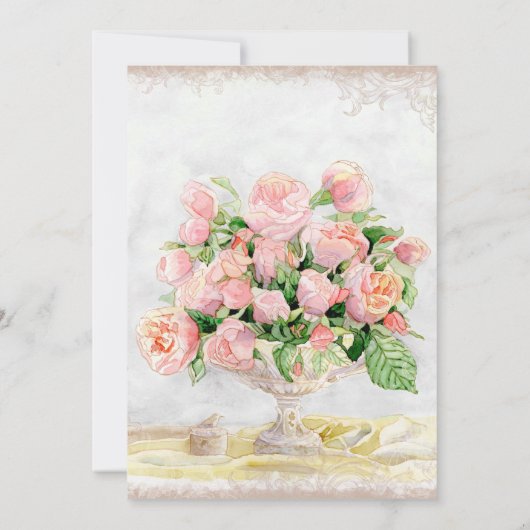 アンティークイングリッシュバラ – クリーム結婚式招待状 招待状 (裏面)