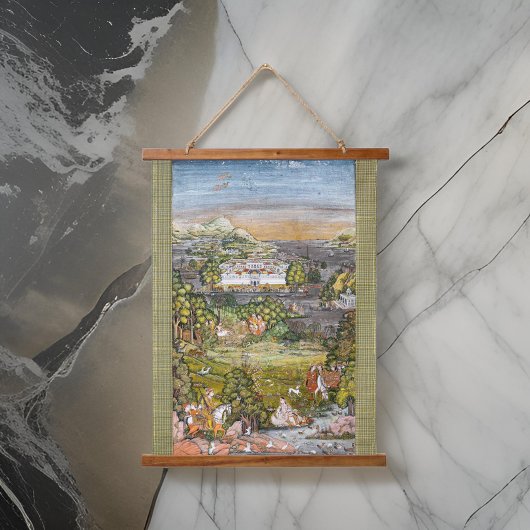 アンティークインディアペルシアイラスト水彩 吊り下げ型タペストリー