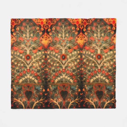 アンティークインディアン繊維デザイン フリースブランケット (正面(横))