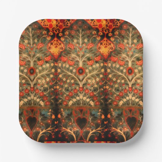 アンティークインディアン繊維デザイン ペーパープレート (正面)