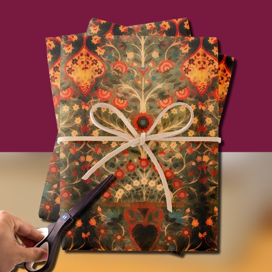 アンティークインディアン繊維デザイン ラッピングペーパーシート