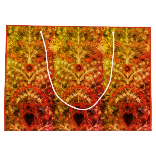 アンティークインディアン繊維デザイン ラージペーパーバッグ (裏面)