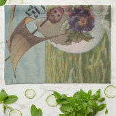 アンティークイースターカードセーリング卵の子供 キッチンタオル (折り畳み)