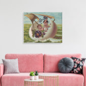 アンティークイースターカードセーリング卵の子供 キャンバスプリント (インサイチュ (リビング))