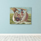 アンティークイースターカードセーリング卵の子供 キャンバスプリント (インサイチュ (ウッドフロア))