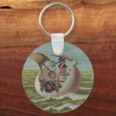 アンティークイースターカードセーリング卵の子供 キーホルダー (正面)