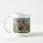 アンティークイースターカードセーリング卵の子供 コーヒーマグカップ (左)