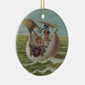 アンティークイースターカードセーリング卵の子供 セラミックオーナメント (右)