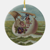 アンティークイースターカードセーリング卵の子供 セラミックオーナメント (裏面)