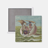 アンティークイースターカードセーリング卵の子供 マグネット (正面/裏面)