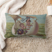 アンティークイースターカードセーリング卵の子供 ランバークッション (ブランケット)