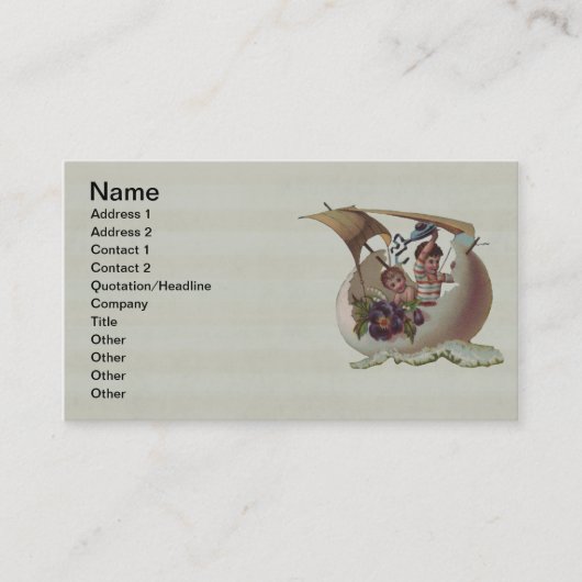 アンティークイースターカードセーリング卵の子供 名刺 (正面)