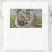 アンティークイースターカードセーリング卵の子供 長方形シール (バッグ)