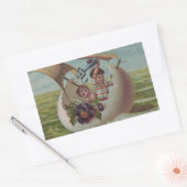 アンティークイースターカードセーリング卵の子供 長方形シール (封筒)