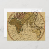 アンティークウィリアム・ファーデン1786東半球の地図 ポストカード (正面/裏面)
