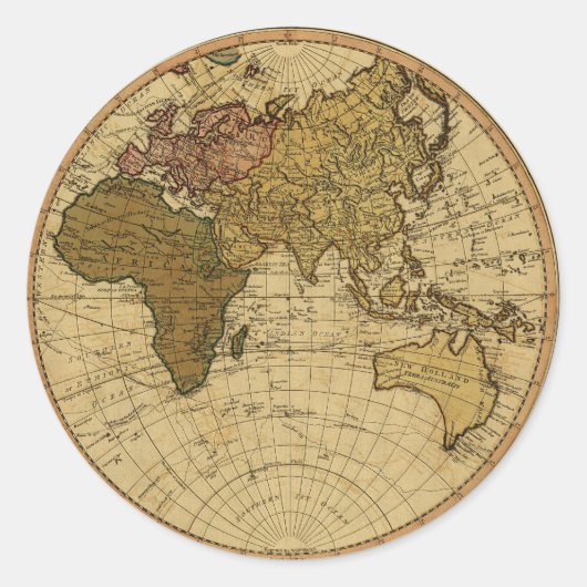 アンティークウィリアム・ファーデン1786東半球の地図 ラウンドシール (正面)