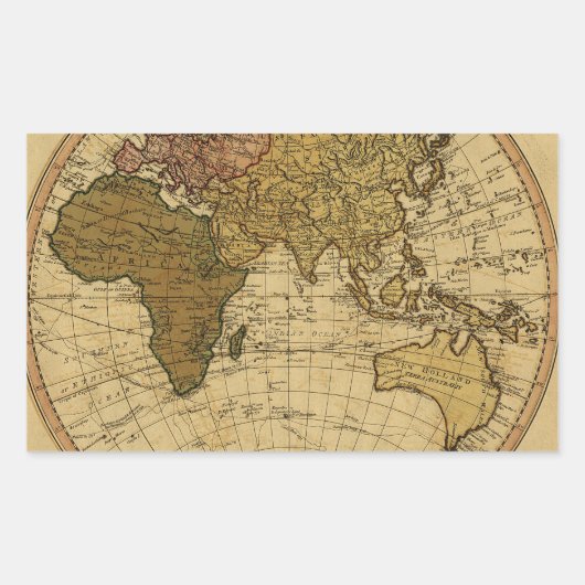 アンティークウィリアム・ファーデン1786東半球の地図 長方形シール (正面)
