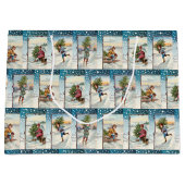 アンティークウィンターエンジェルズインスノーコラージュ ラージペーパーバッグ (正面)