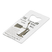 アンティークウィンドミルザトゥックウッドホワイトウォーターWis 1889 クレジットカード栓抜き (裏面アングル)