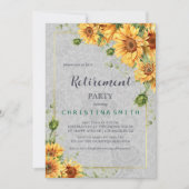 アンティークウォーターカラーひまわり引退パーティーのアイデア 招待状 (正面)