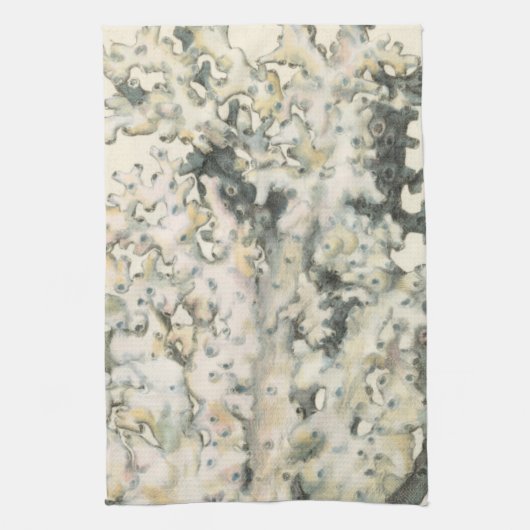 アンティークウォーターカラーサンゴ キッチンタオル (縦)