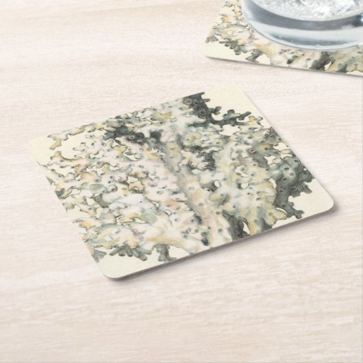 アンティークウォーターカラーサンゴ スクエアペーパーコースター (アングル)