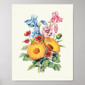 アンティークウォーターカラーボタニカルプリント ポスター (正面)