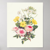 アンティークウォーターカラーボタニカルプリント ポスター (正面)