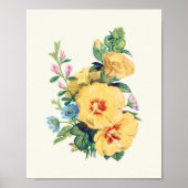 アンティークウォーターカラーボタニカルプリント ポスター (正面)