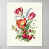 アンティークウォーターカラーボタニカルプリント ポスター (正面)