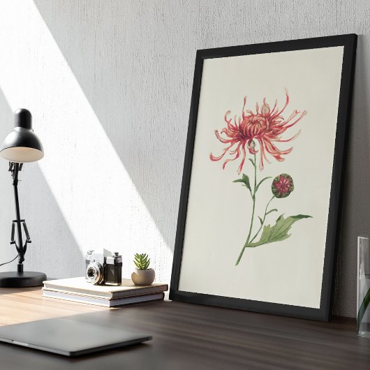 アンティークウォーターカラーボタニカルプリント ポスター