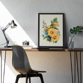 アンティークウォーターカラーボタニカルプリント ポスター