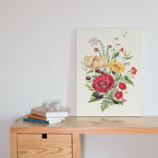 アンティークウォーターカラーボタニカルプリント ポスター