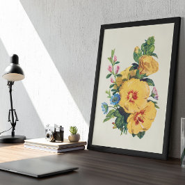 アンティークウォーターカラーボタニカルプリント ポスター