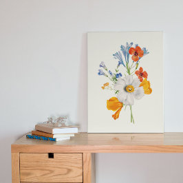 アンティークウォーターカラーボタニカルプリント ポスター