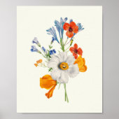 アンティークウォーターカラーボタニカルプリント ポスター (正面)