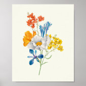 アンティークウォーターカラーボタニカルプリント ポスター (正面)