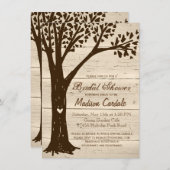アンティークウッドカーディッドツリーブライダルシャワー招待状 招待状 (正面/裏面)