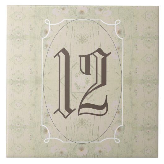 アンティークウッドフローラハウスナンバー タイル (正面)