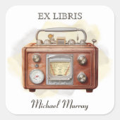 アンティークウッドラジオ蔵書票 スクエアシール (正面)