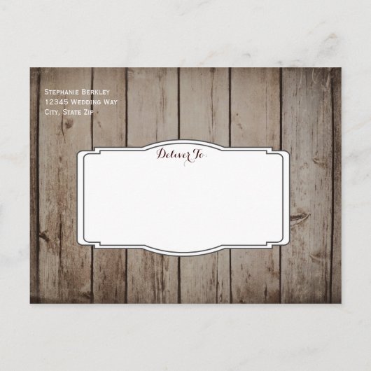 アンティークウッド素朴日付はがきを保存 案内ポストカード (裏面)