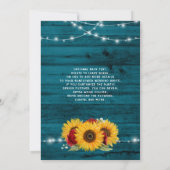 アンティークウッド ヒマワリ ターコイズ バーガンディ ローズ ラスティックウッド ウェディング 招待状 (裏面)
