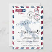 アンティークエアメールイタリア | カップルのシャワー 招待状 (正面)