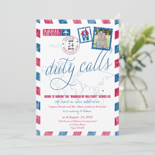 アンティークエアメール軍隊グアム移動告知 招待状 (スタンド正面)
