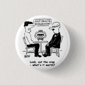 アンティークエキスパートまたはアンティークコレクタボタンバッジ 缶バッジ (正面)