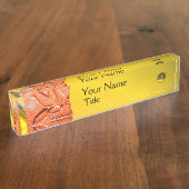 アンティークエジプトハニービーキーパーレッドイエロー デスクネームプレート (側面)