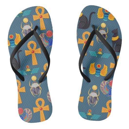 アンティークエジプトパターン,象形文字デジタル紙 ビーチサンダル (ソール)