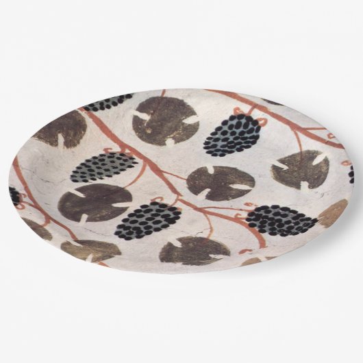 アンティークエジプトブドウとブドウつる植物 ペーパープレート (アングル)